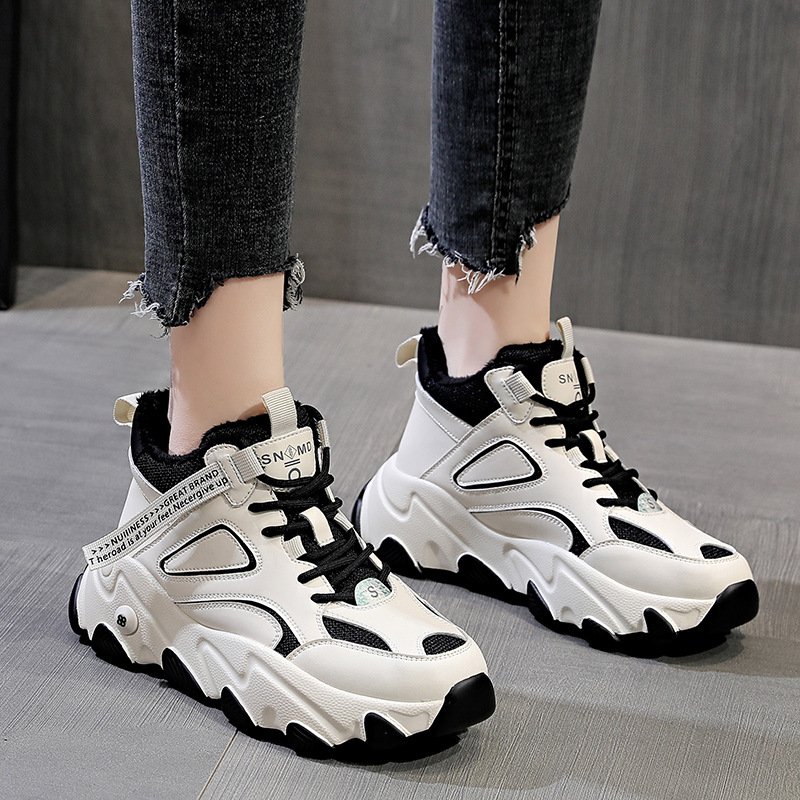 2021 women's shoes autumn and winter fashion new women's winter warmth thick-soled high-top casual shoes platform shoes plus velvet 2021 women's shoes autumn and winter fashion new women's winter warmth thick-soled high-top casual shoes platform shoes plus velvet