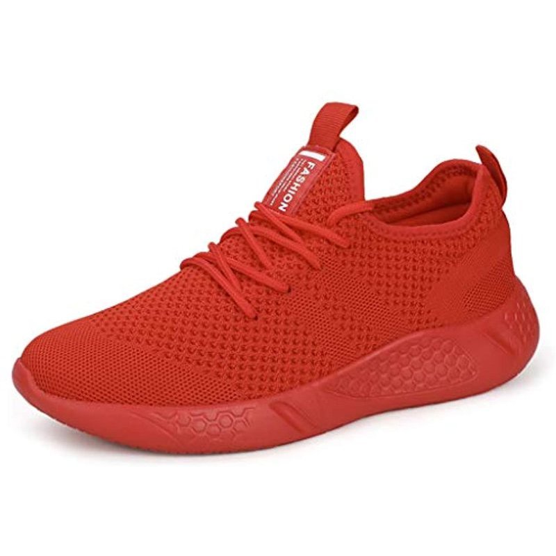 Damyuan Men's Sport Gym Running Shoes Walking Shoes Casual Lace Up Lightweight Red